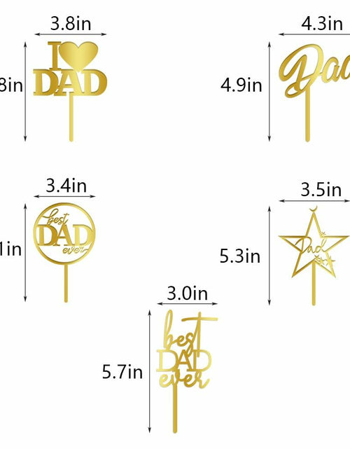 Load image into Gallery viewer, Yetxel Gold Flash Acrylic Happy Birthday Dad Cake Topper Set of 10
