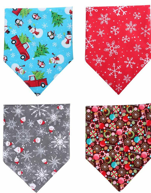 Load image into Gallery viewer, KZHAREEN 4 Pack Christmas Dog Bandana Reversible Cotton Multicolor Large
