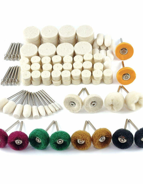 Load image into Gallery viewer, VZLQZJMKY 114 Pcs Wool Polishing Wheel Kit Rotary Tools 1/8" Shank Resin
