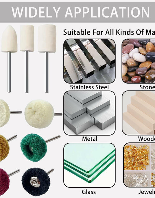 Load image into Gallery viewer, VZLQZJMKY 114 Pcs Wool Polishing Wheel Kit Rotary Tools 1/8" Shank Resin
