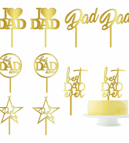 Yetxel Gold Flash Acrylic Happy Birthday Dad Cake Topper Set of 10