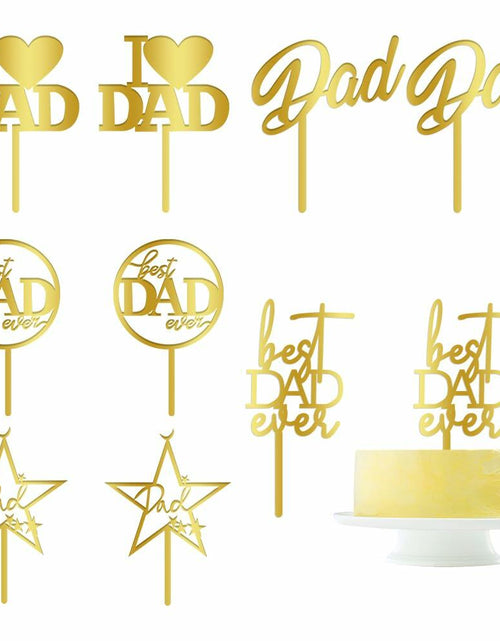 Load image into Gallery viewer, Yetxel Gold Flash Acrylic Happy Birthday Dad Cake Topper Set of 10
