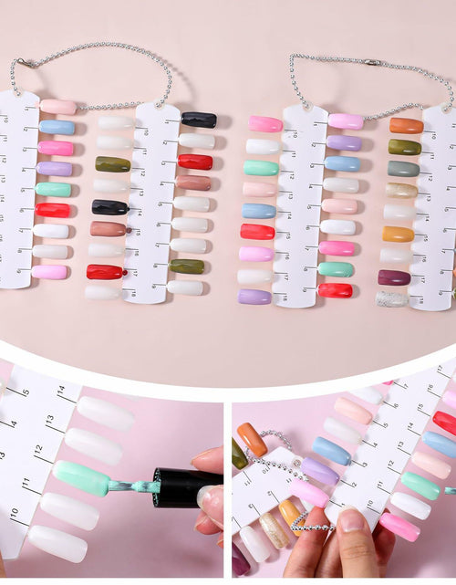 Load image into Gallery viewer, Qulkws 6 Sets 216 Tips Clear Double Layer Nail Color Swatch Practice Chart
