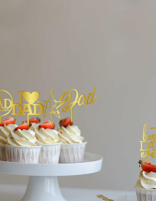 Load image into Gallery viewer, Yetxel Gold Flash Acrylic Happy Birthday Dad Cake Topper Set of 10
