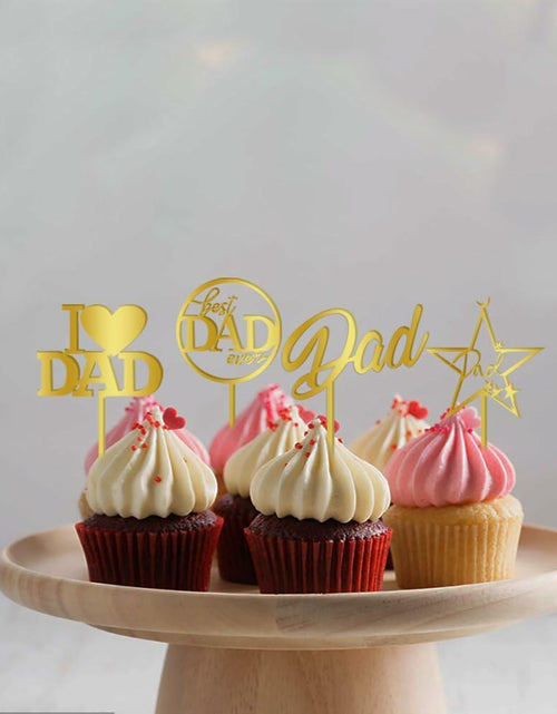 Load image into Gallery viewer, Yetxel Gold Flash Acrylic Happy Birthday Dad Cake Topper Set of 10
