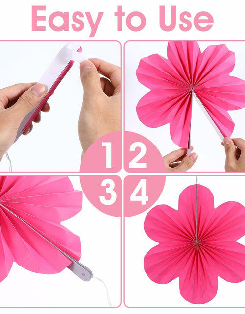 Load image into Gallery viewer, Telooco 9Pcs Pink Paper Fans &amp; Flowers Party Decorations Hanging Set
