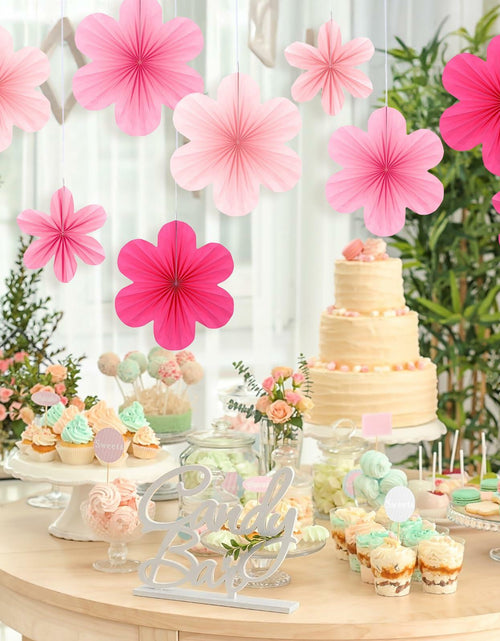 Load image into Gallery viewer, Telooco 9Pcs Pink Paper Fans &amp; Flowers Party Decorations Hanging Set
