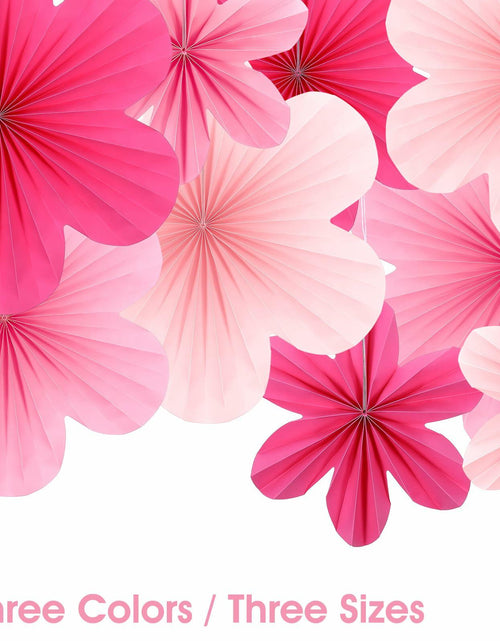 Load image into Gallery viewer, Telooco 9Pcs Pink Paper Fans &amp; Flowers Party Decorations Hanging Set
