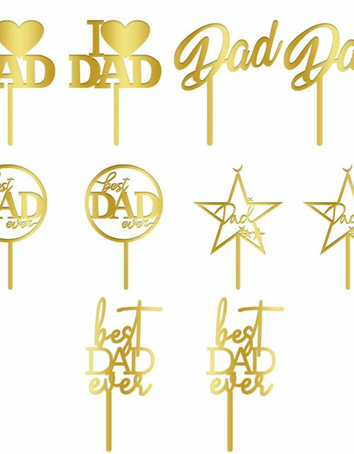 Load image into Gallery viewer, Yetxel Gold Flash Acrylic Happy Birthday Dad Cake Topper Set of 10
