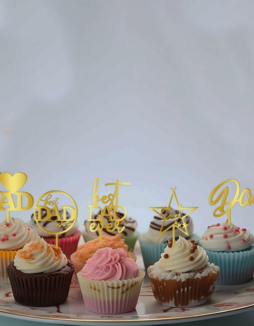 Load image into Gallery viewer, Yetxel Gold Flash Acrylic Happy Birthday Dad Cake Topper Set of 10
