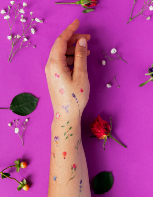 Load image into Gallery viewer, Tattly Metallic Festival Temporary Tattoos 20 Pieces Skin-Safe Vegan Ink
