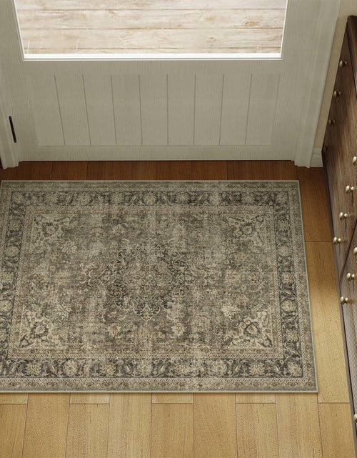 Load image into Gallery viewer, WondRg 2x3 Washable Non-Slip Low Pile Vintage Area Rug Beige
