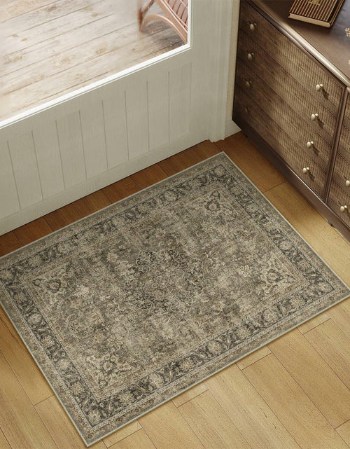 Load image into Gallery viewer, WondRg 2x3 Washable Non-Slip Low Pile Vintage Area Rug Beige
