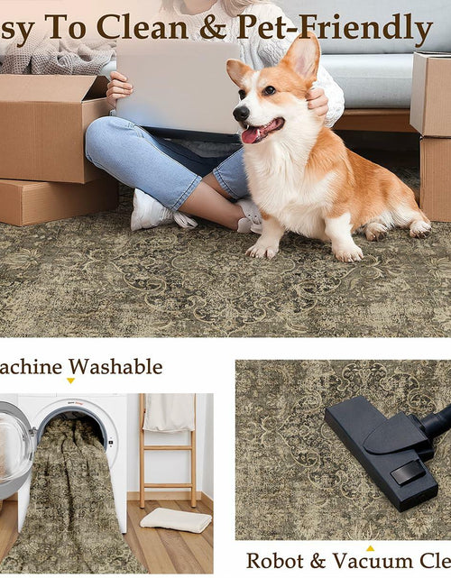 Load image into Gallery viewer, WondRg 2x3 Washable Non-Slip Low Pile Vintage Area Rug Beige
