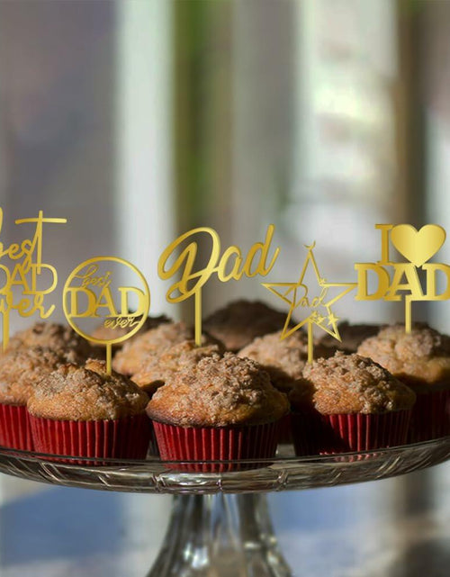 Load image into Gallery viewer, Yetxel Gold Flash Acrylic Happy Birthday Dad Cake Topper Set of 10
