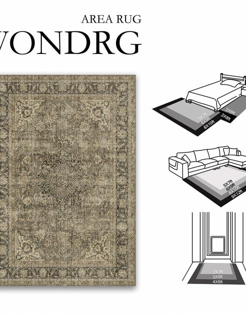 Load image into Gallery viewer, WondRg 2x3 Washable Non-Slip Low Pile Vintage Area Rug Beige
