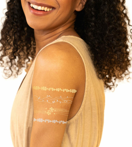 Tattly Metallic Festival Temporary Tattoos 20 Pieces Skin-Safe Vegan Ink