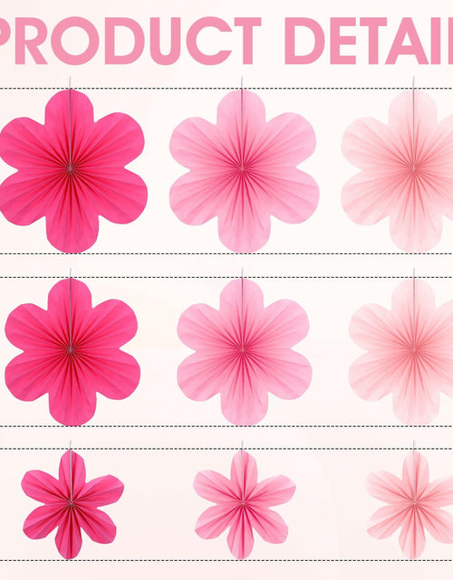 Load image into Gallery viewer, Telooco 9Pcs Pink Paper Fans &amp; Flowers Party Decorations Hanging Set
