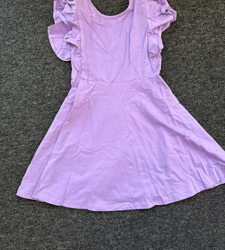 Dutebare Toddler Ruffle Trim A-line Belted Dress Light Purple Size 5T