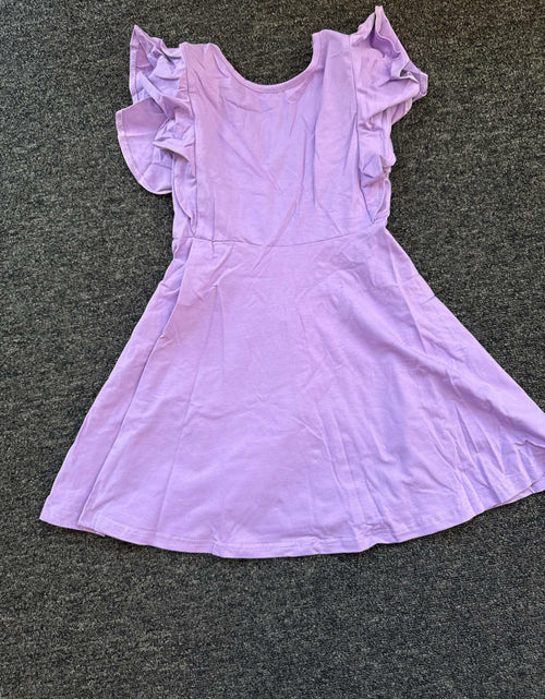 Load image into Gallery viewer, Dutebare Toddler Ruffle Trim A-line Belted Dress Light Purple Size 5T
