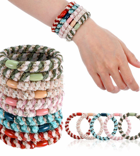 Beaded Ponytail Holder, Cute Hair Ties for Women, 10PCS Elasticity Ponytail