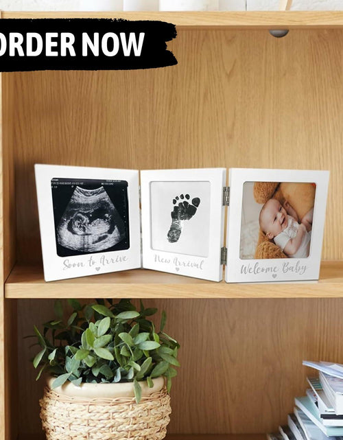 Load image into Gallery viewer, Sonogram Picture Frame with Inkless Hand Footprint Kit Gender Neutral Baby Decor
