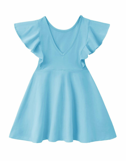 Load image into Gallery viewer, Dutebare Toddler Ruffle Trim A-line Belted Dress Light Purple Size 5T
