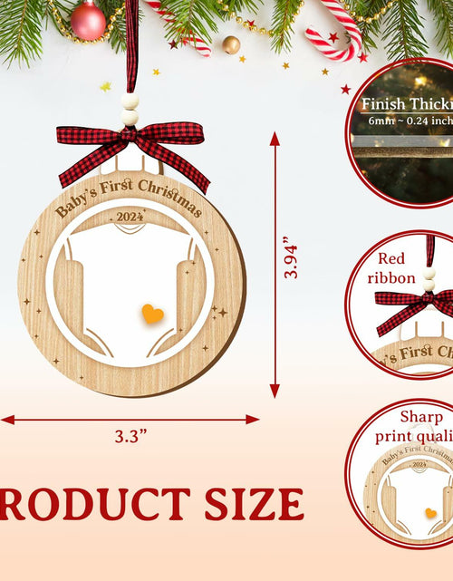 Load image into Gallery viewer, DEARMINE Baby First Christmas Ornament 2024 Wood Writable Newborn Gift
