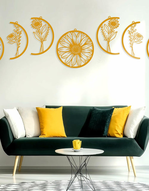 Load image into Gallery viewer, Cpcdaosk Moon Flower Metal Wall Decor Boho Moon Phase Art Indoor Home
