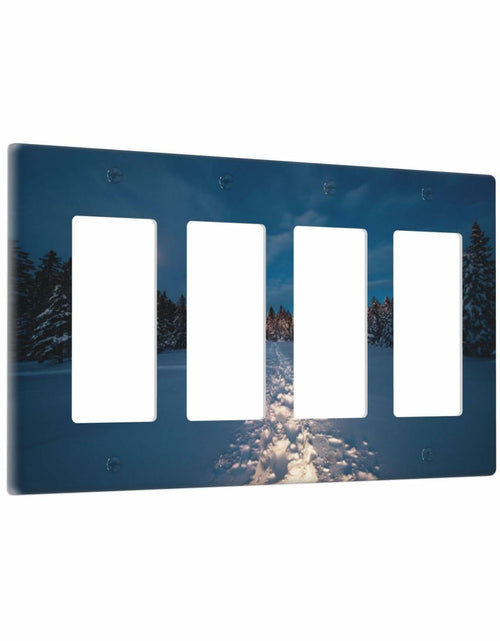 Load image into Gallery viewer, Wpshijia Light Switch Cover Wilderness Snow Cedar Moonlight Forest 4 Gang Switch
