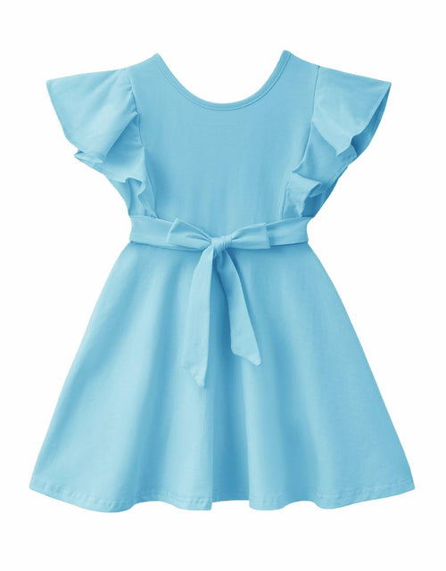 Load image into Gallery viewer, Dutebare Toddler Ruffle Trim A-line Belted Dress Light Purple Size 5T
