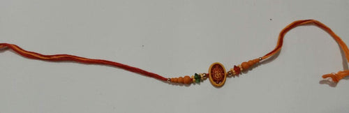 Load image into Gallery viewer, Rakhi Set of 6 Ganpati Thread Bracelets for Brother Bhai Raksha Bandhan RED
