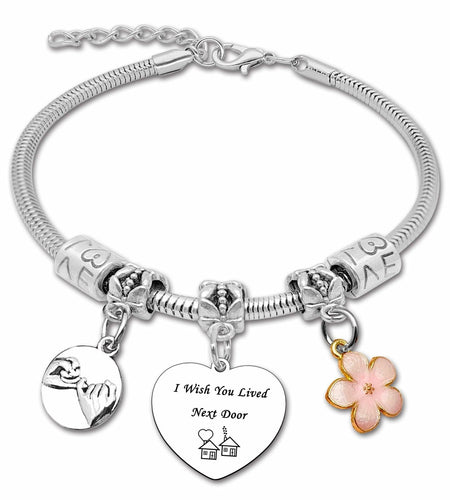 DlaeKua Silver Stainless Steel Friendship Bracelet Christmas Theme Women
