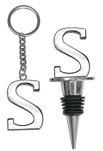 Lutong Letter Gift Set Key Ring Bottle Stopper 2 PCS Silver S