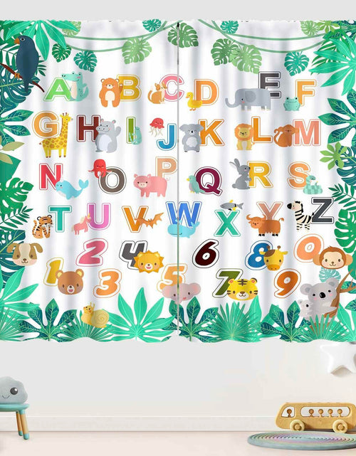 Load image into Gallery viewer, Lnepty Kids Alphabet ABC Curtains Woodland Animal Nursery 2pcs 42x45
