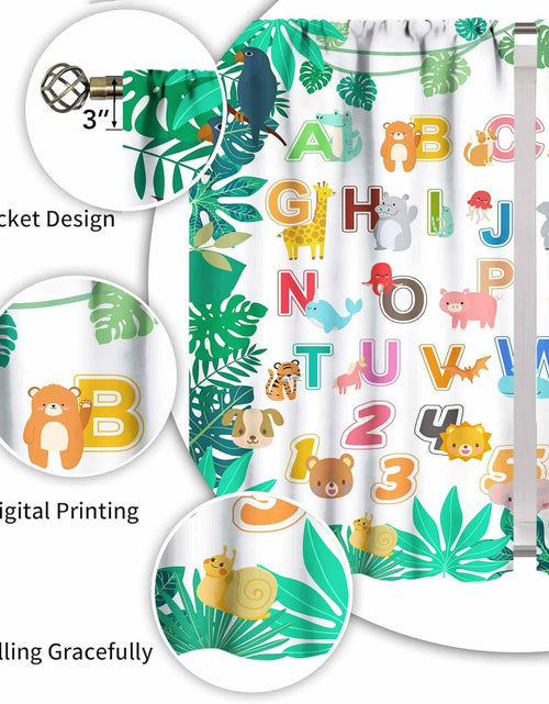 Load image into Gallery viewer, Lnepty Kids Alphabet ABC Curtains Woodland Animal Nursery 2pcs 42x45
