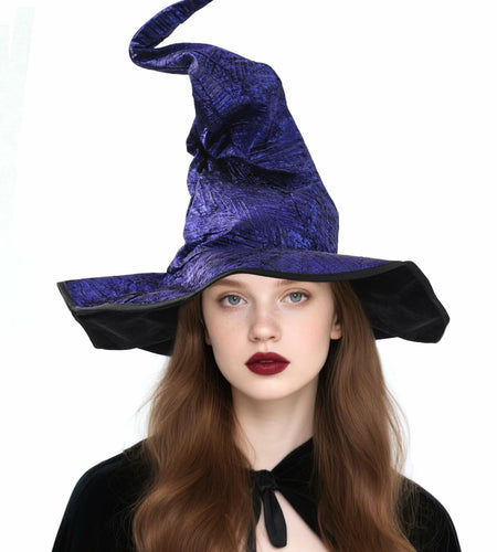 RENEMEGO Purple Witch Hat Ruched Halloween Costume Adult Cosplay LARP