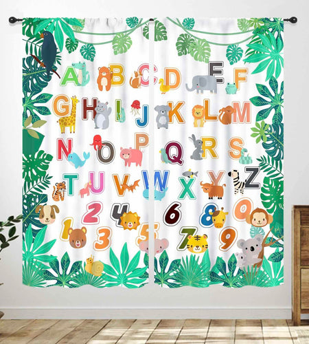 Lnepty Kids Alphabet ABC Curtains Woodland Animal Nursery 2pcs 42x45