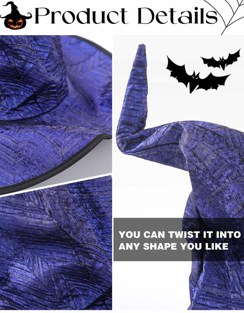 Load image into Gallery viewer, RENEMEGO Purple Witch Hat Ruched Halloween Costume Adult Cosplay LARP
