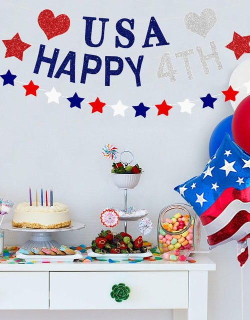 Load image into Gallery viewer, Aulaned 4th of July Decorations Patriotic USA Banner Star Garland Set

