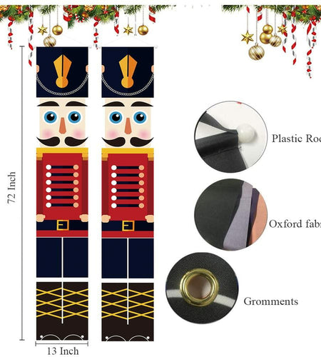 Nutcracker Christmas Banner Porch Sign Front Door Indoor Outdoor Decor