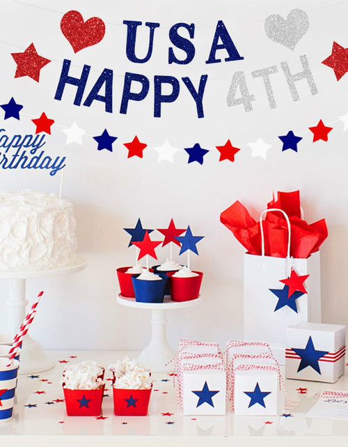 Load image into Gallery viewer, Aulaned 4th of July Decorations Patriotic USA Banner Star Garland Set
