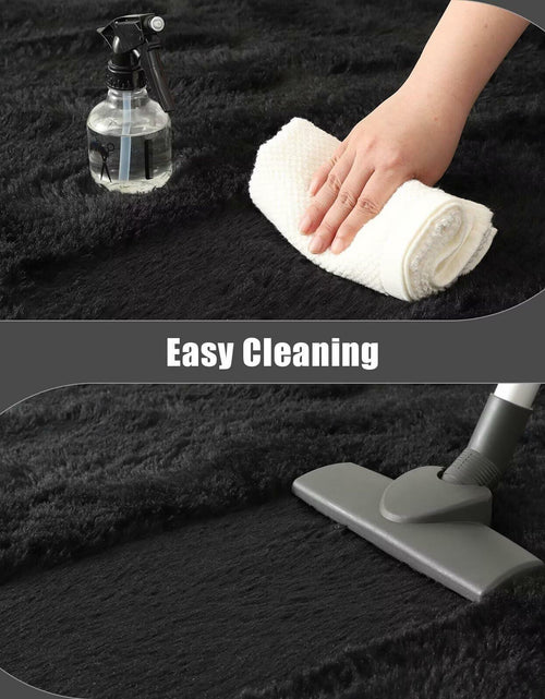 Load image into Gallery viewer, Macgace 6x9 Black Shag Area Rug Fluffy Plush Non-Slip Washable
