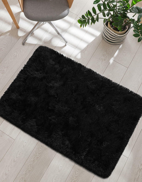 Load image into Gallery viewer, Macgace 6x9 Black Shag Area Rug Fluffy Plush Non-Slip Washable

