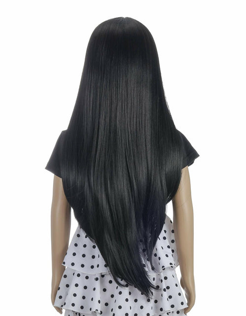 Load image into Gallery viewer, Morticia Long Straight Braided Wig Girls Middle Part Costume Holiday Party
