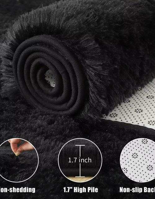Load image into Gallery viewer, Macgace 6x9 Black Shag Area Rug Fluffy Plush Non-Slip Washable
