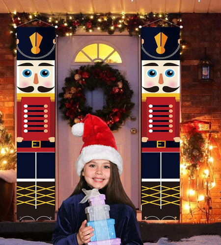 Nutcracker Christmas Banner Porch Sign Front Door Indoor Outdoor Decor