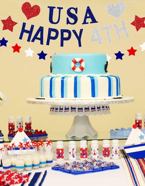 Load image into Gallery viewer, Aulaned 4th of July Decorations Patriotic USA Banner Star Garland Set

