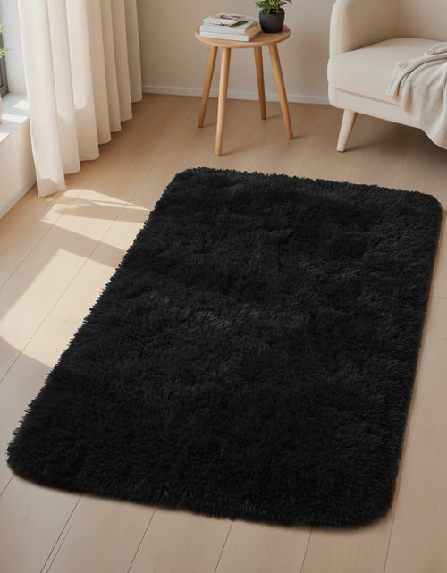 Load image into Gallery viewer, Macgace 6x9 Black Shag Area Rug Fluffy Plush Non-Slip Washable
