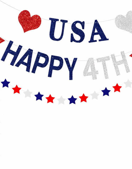 Load image into Gallery viewer, Aulaned 4th of July Decorations Patriotic USA Banner Star Garland Set
